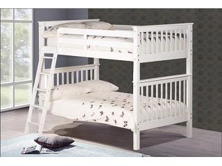 4ft small double Malvern white wood bunk bed frame